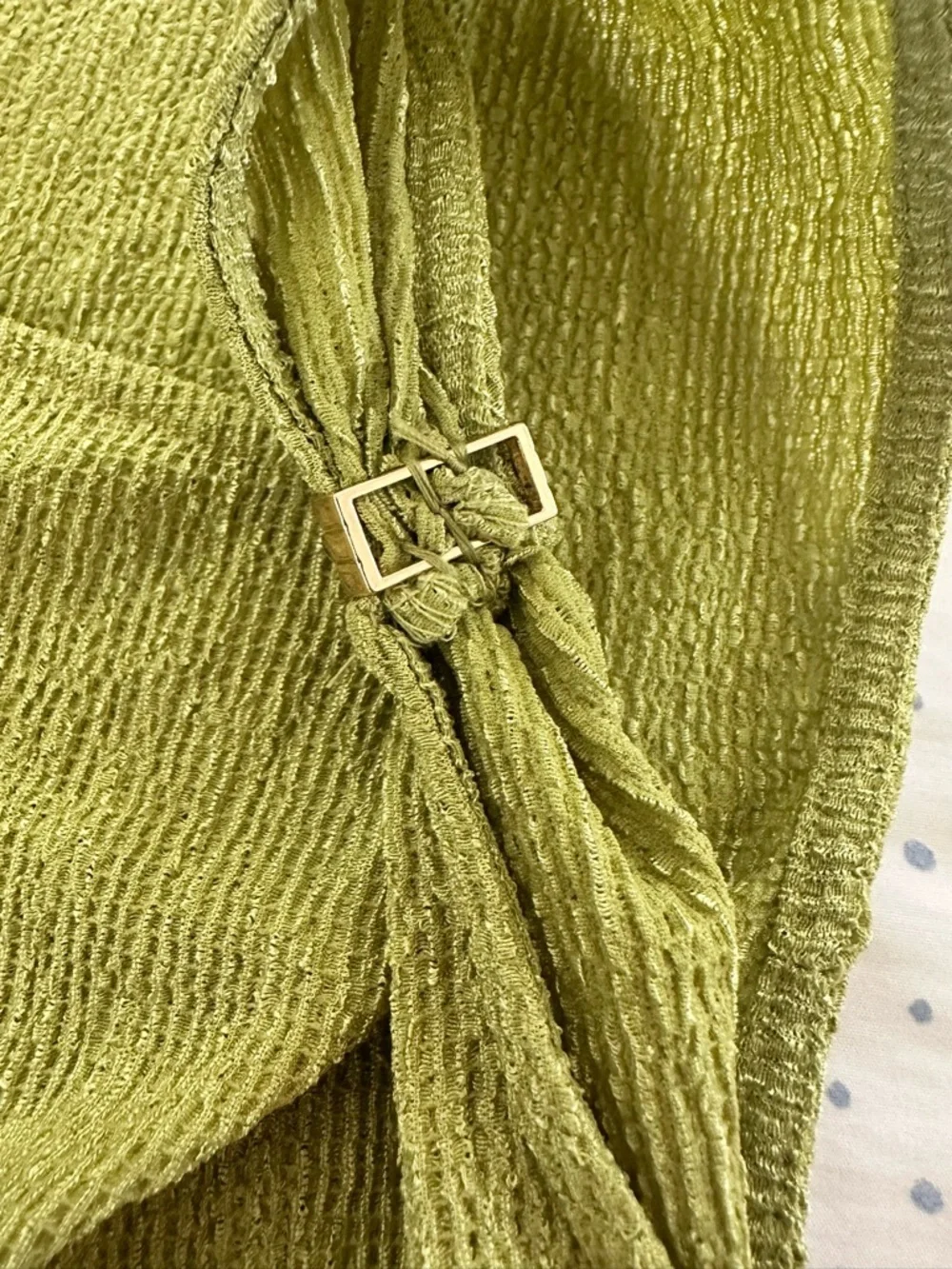 SHEIN Green Ribbed Tank Top | Twist Detail | Sleeveless | Size XS - Picture 6 of 7